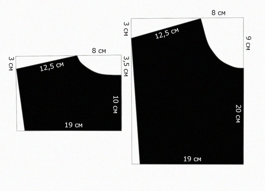 Выкройка плечевой накладки с сантиметровой лентой